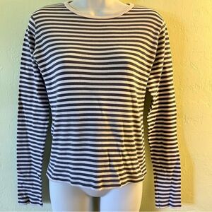 Brandy Melville Navy Blue & White Striped Long Sleeve Top Nautical Boating